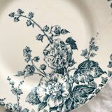 6 assiettes plates en terre de fer «Rose trémière» Gien