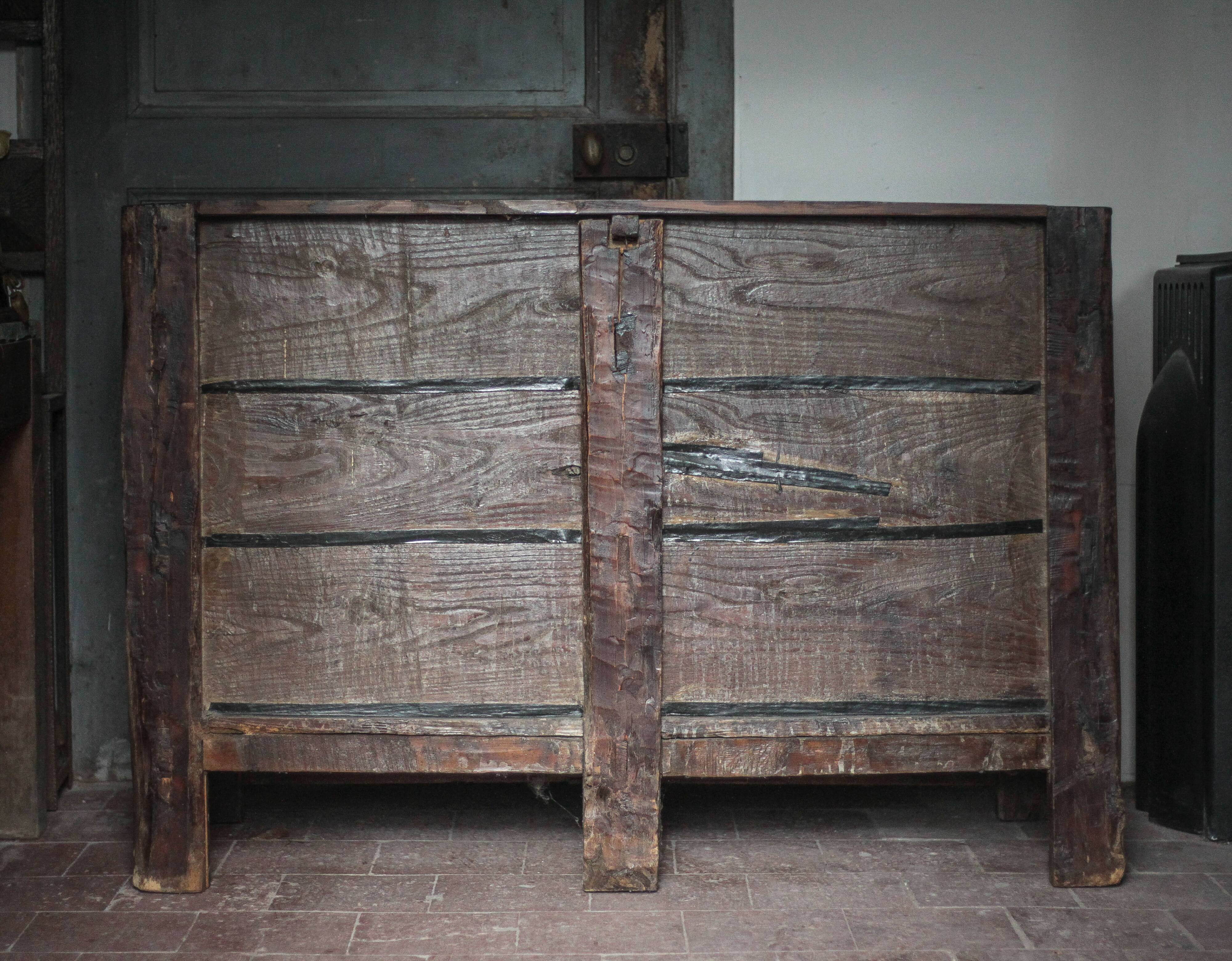 Chinese buffet from Mongolia, 2 doors, converted antique chest.
