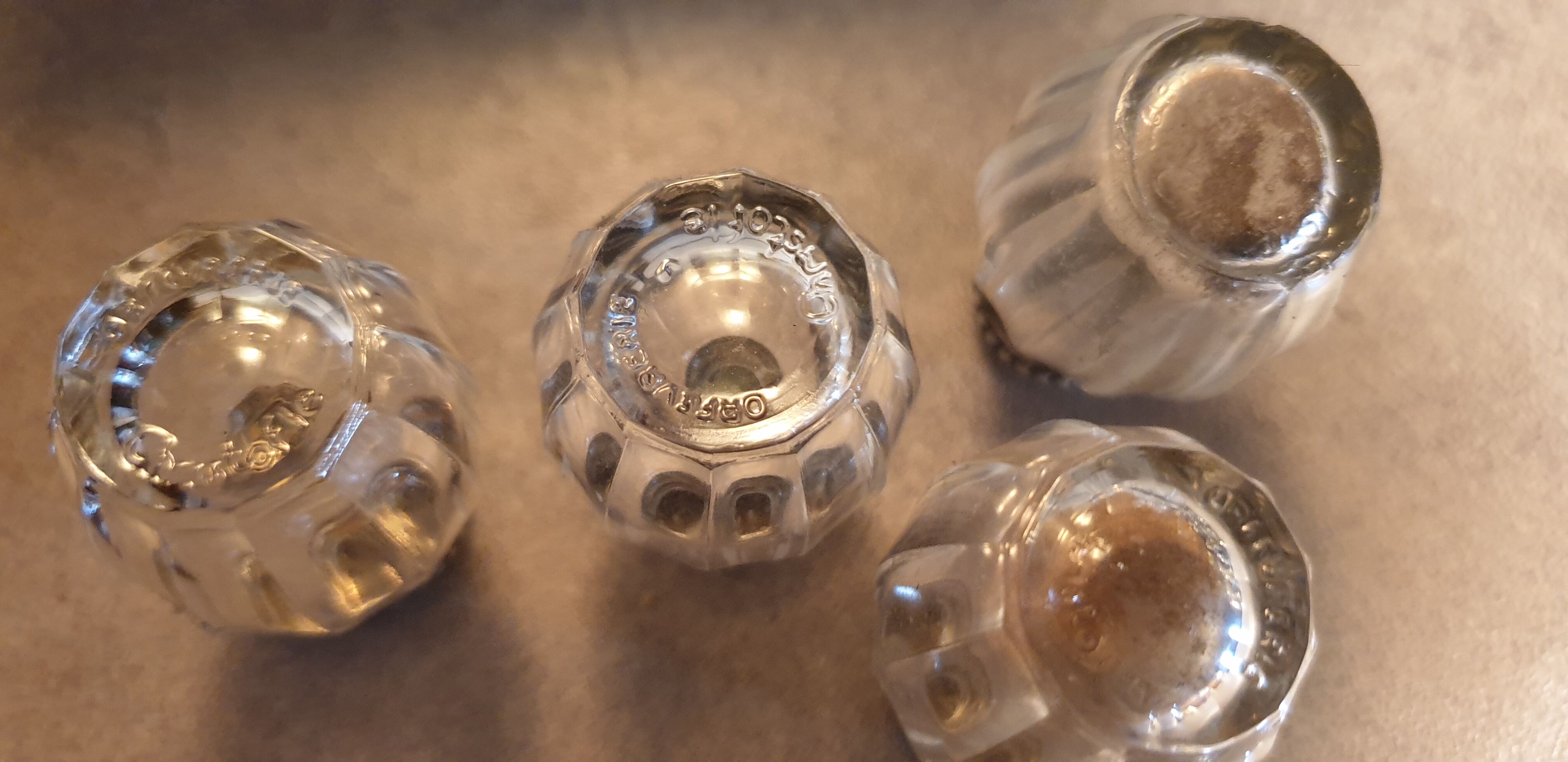 Goldsmith christofle salt shakers salters solid silver & glass