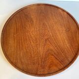 Scandinavian round tray teak vintage