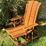 Ancienne chaise longue en rotin et osier, vers 1930