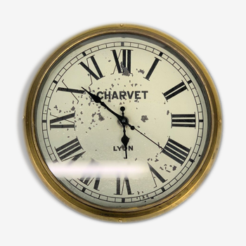 Pendule horloge bois cuivre maison Charvet Lyon