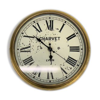 Pendule horloge bois cuivre house charvet lyon
