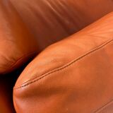 Canapé en cuir cognac vintage rétro pour 3 personnes danois