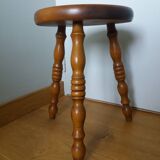 Turned wooden tripod stool