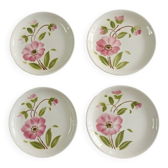 Lot de 4 assiettes plates fleuries Moulin des loups