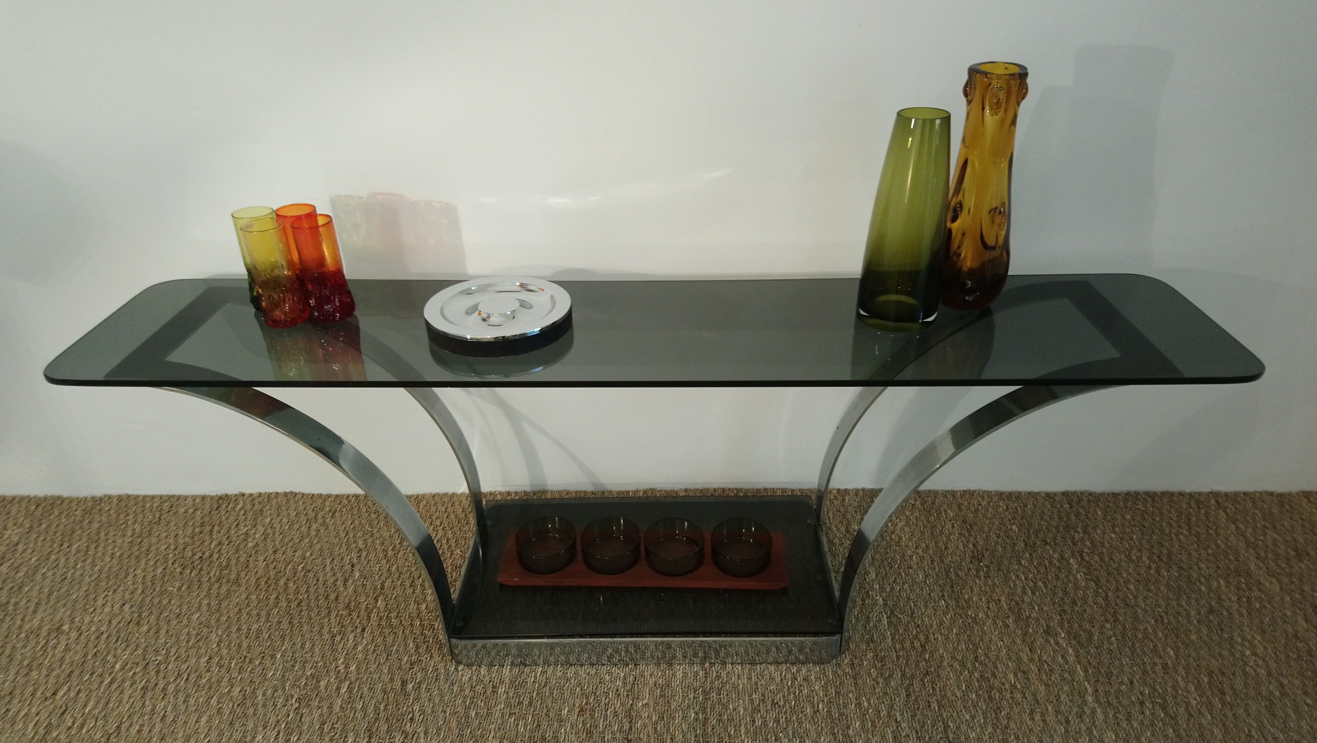 Console glass and chrome 70 years
