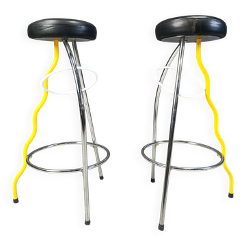 Pair of Duplex stools by Javier Mariscal for BD 1980s Memphis