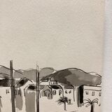 Watercolor port of Sanary-Sur-Mer