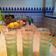 3 retro orangeade glasses
