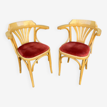 Paire de fauteuils restaurant bois courbé style thonet baumann vintage 80s