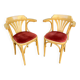 Pair of vintage 80s thonet Baumann style curved wood restaurant armchairs