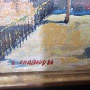 Tableau Huile sur toile - Village savoyard signé L Chabaud 86