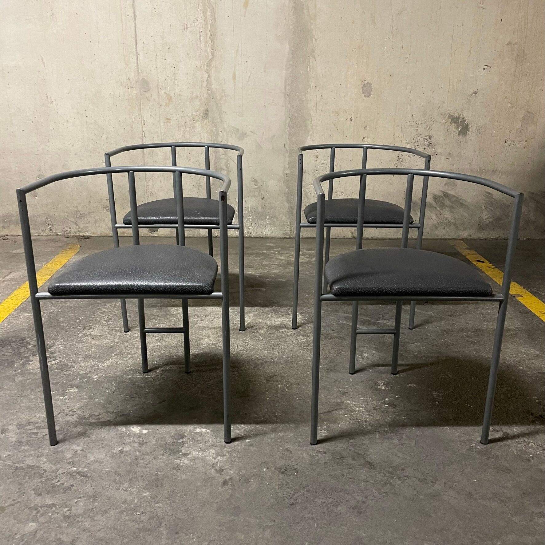 Rodney Kinsman Series of 4 Postmodern Chairs, Bieffeplast 1980
