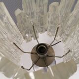 Table lamp with a teak ‘trunk’, silver-coloured metal base, acrylic shade