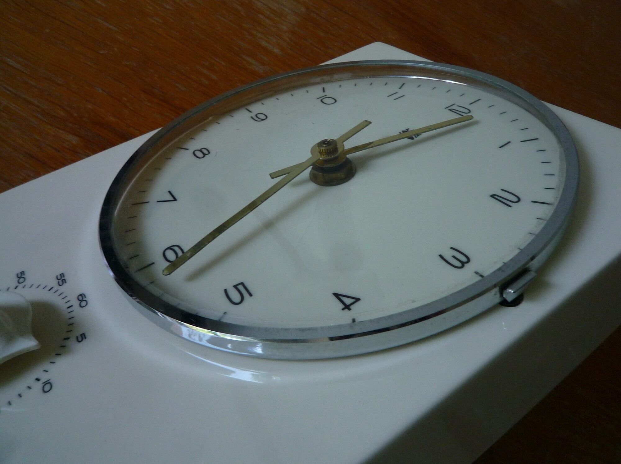 German-made earthenware wall clock 'S', vintage 1950s