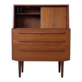 Secrétaire en teck AG Aarhus, 3 tiroirs et miroir caché, Danemark, années 1960