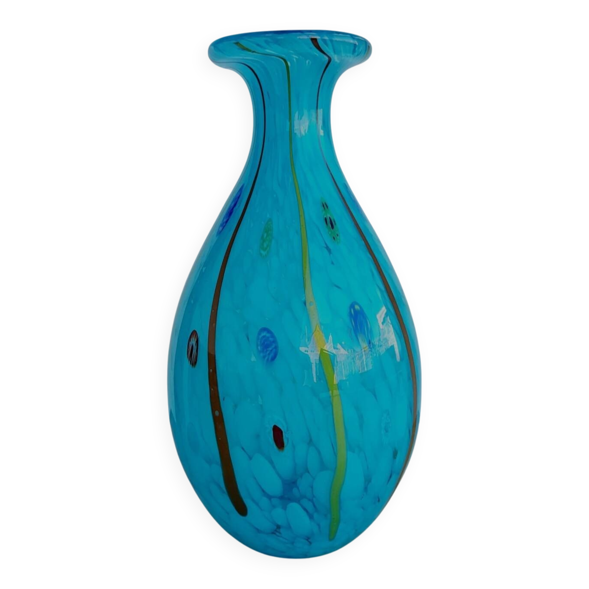 Vaas Meerkleurige en verre, style rétro, jaren 1980, Murano, italie