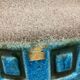 Large blue ceramic mid-century modern vase with graphic pattern