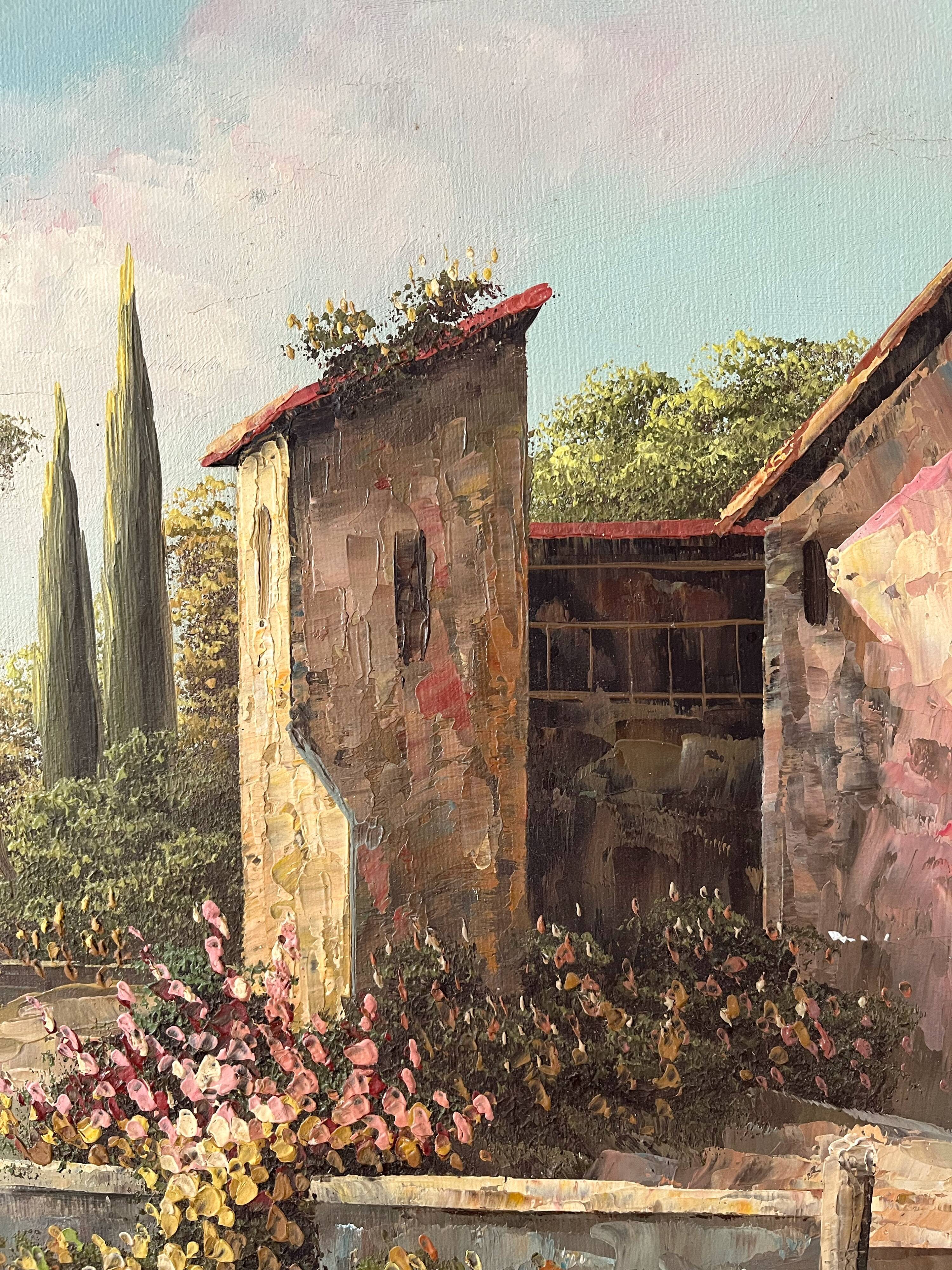 Oil painting on canvas landscape signed Rossini
