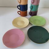 Vintage multicoloured triangular espresso set