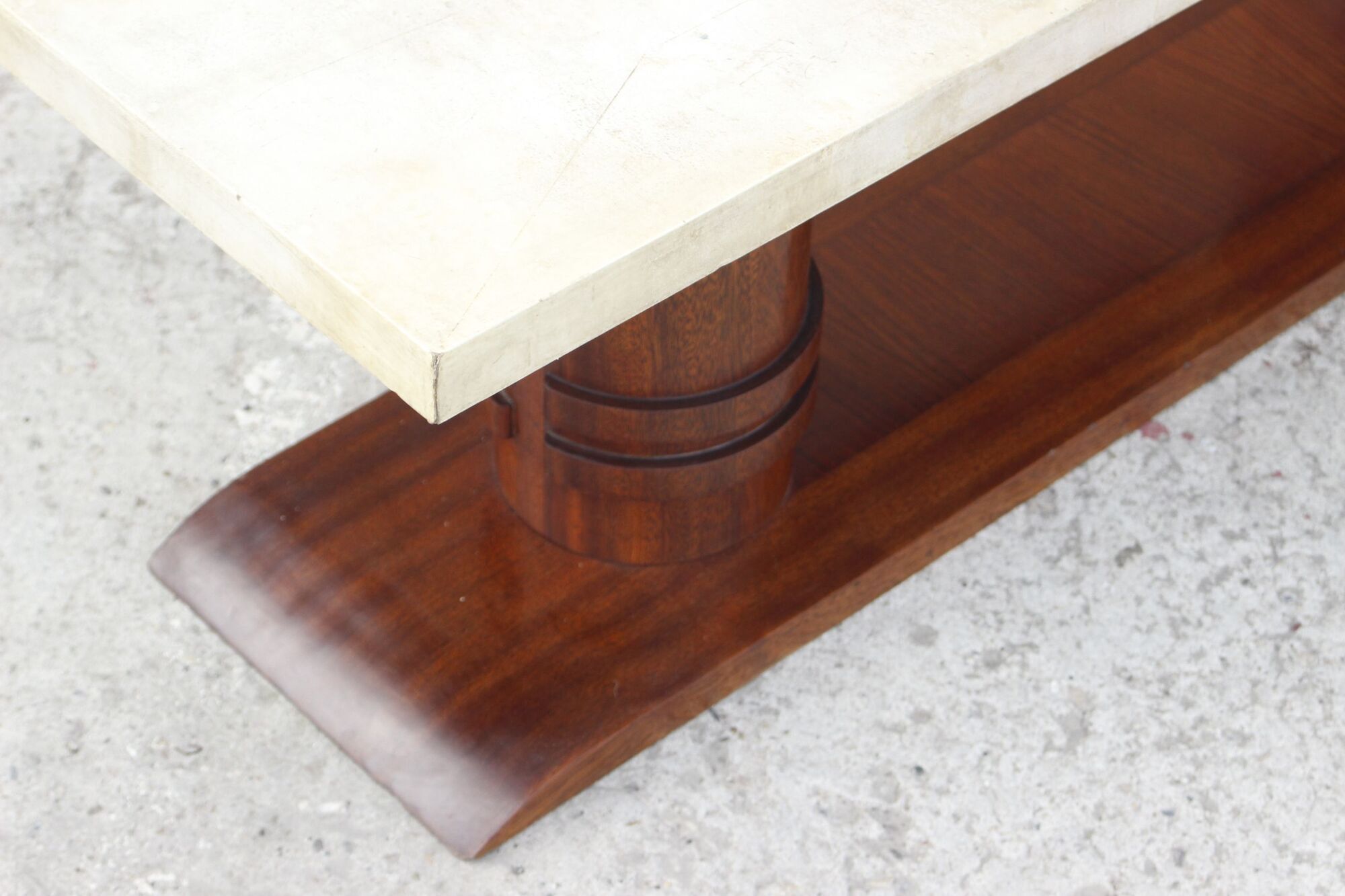 Coffee table in wood and parchment, France, 1930s