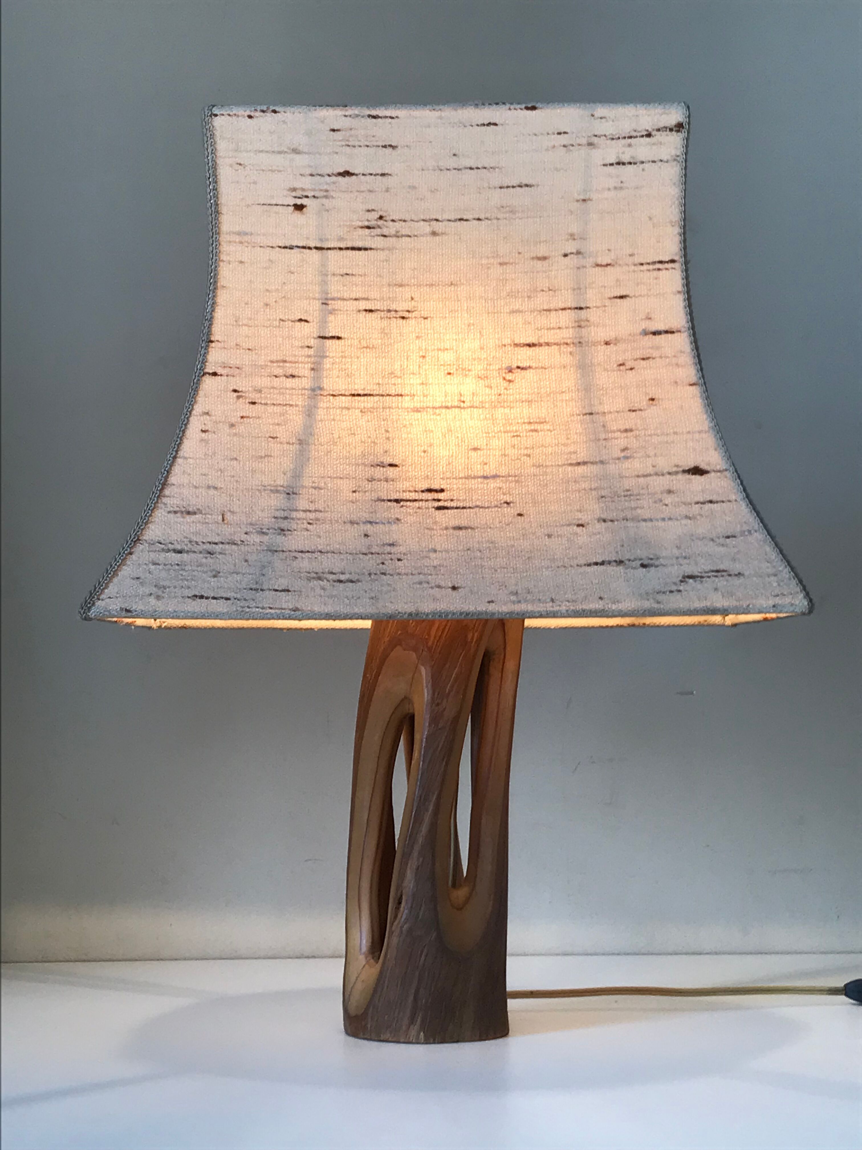 Vintage openwork wood lamp annees 60