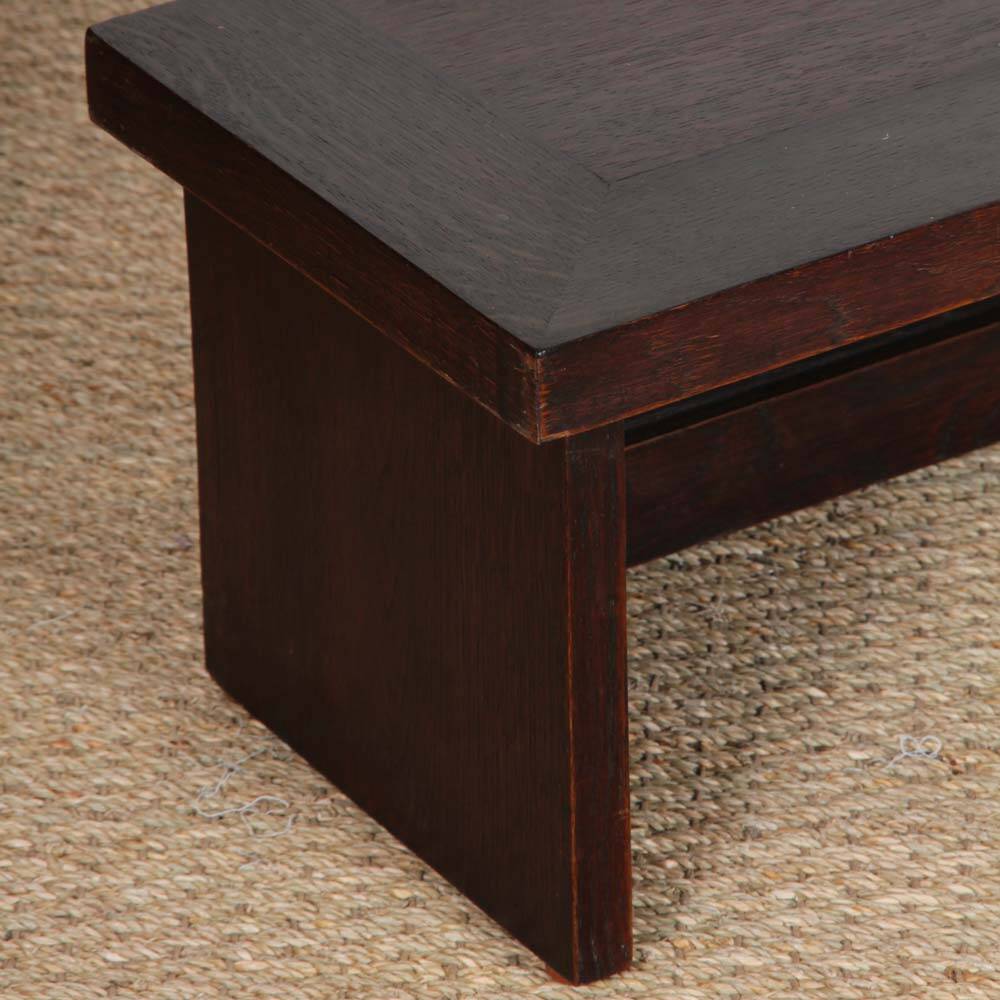 Low oak bench, Breton work from the 1940s.