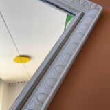 Antique mirror with gray wooden frame