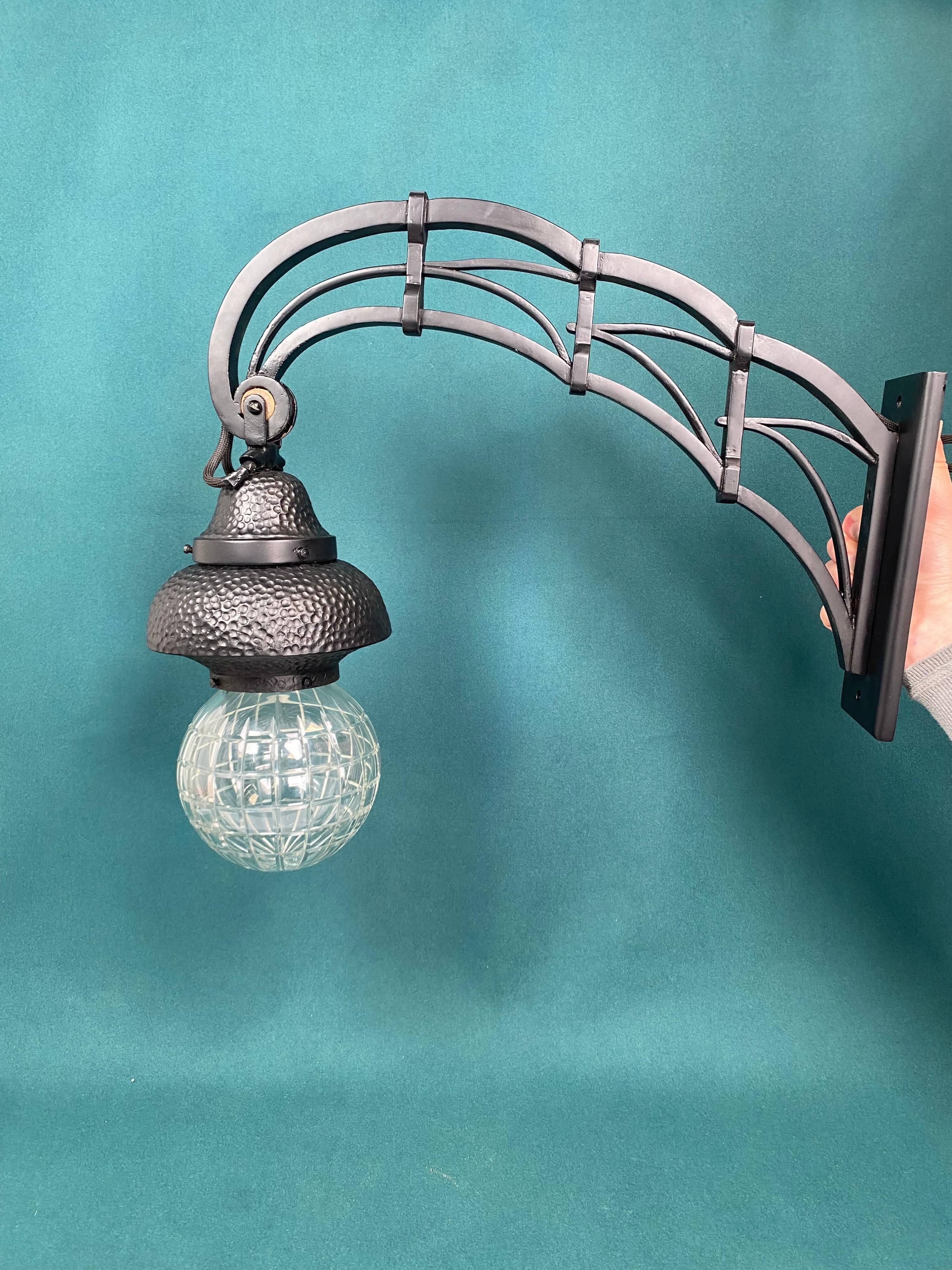 Black Art Nouveau wall lamp