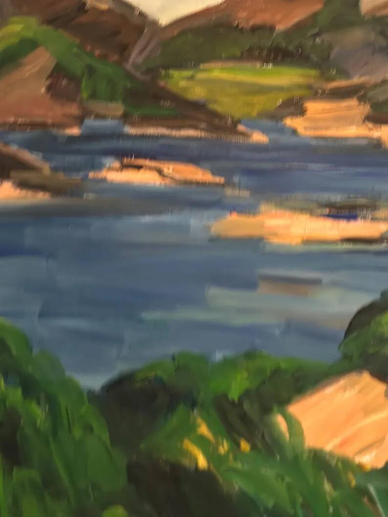 Original Swedish Oil on Canvas - "Lake" by Kersti Flyckt - Signed - Vintage and Framed - 79 × 66 cm (31.1 in × 26 in)