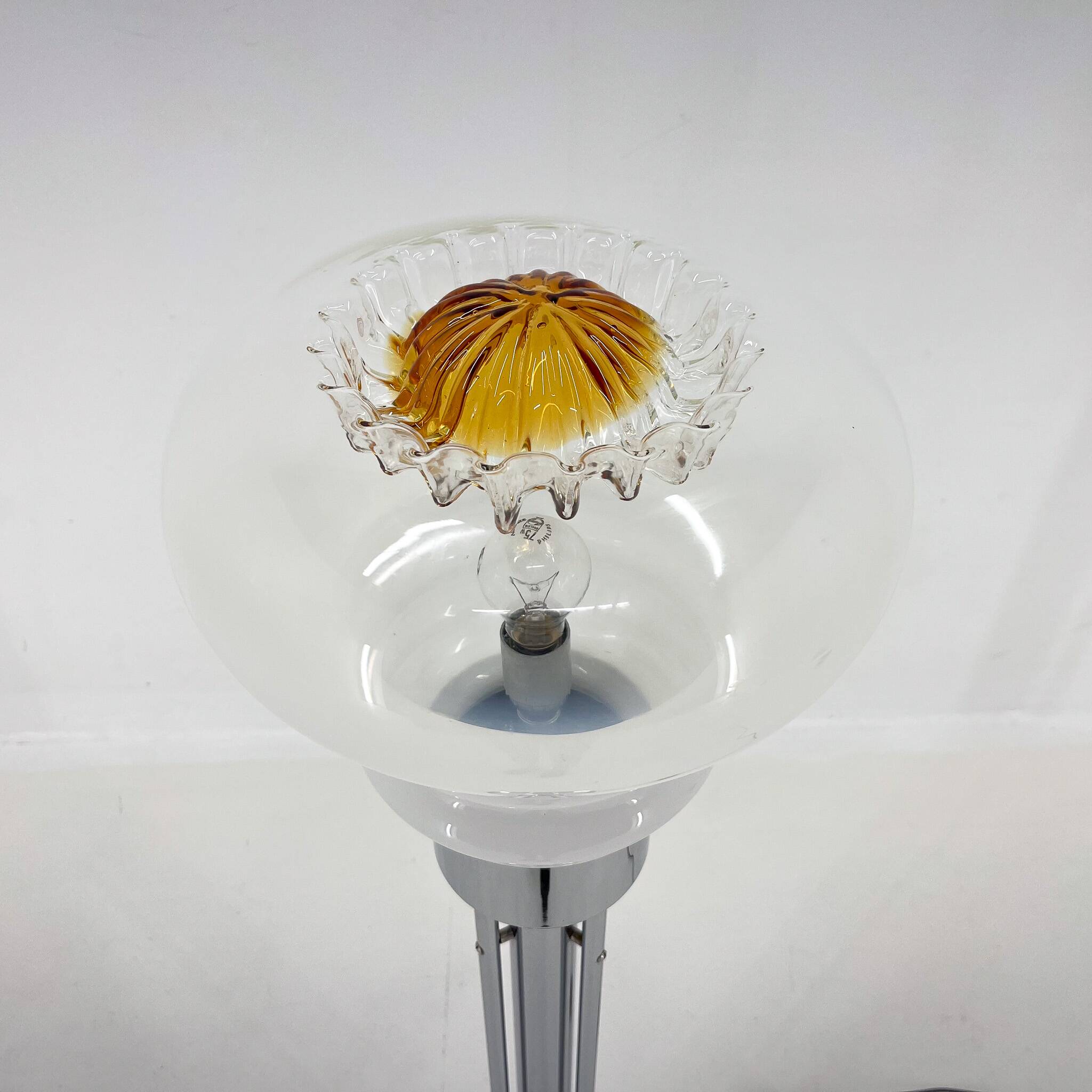 Mid-Century Chrome & Murano Glass Floor Lamp, Italy, 1970's