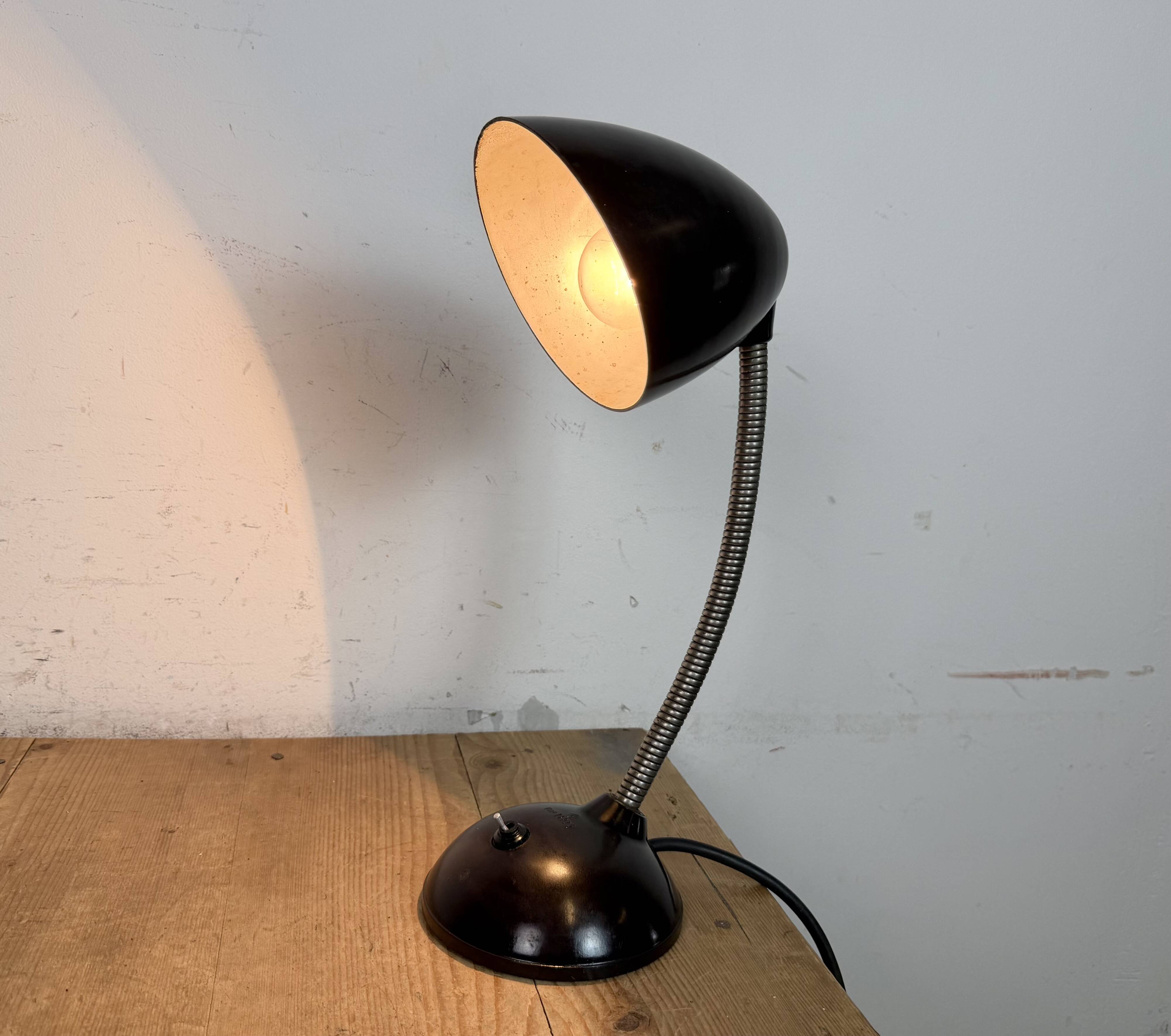 Vintage Brown Bakelite Gooseneck Table Lamp, 1950s