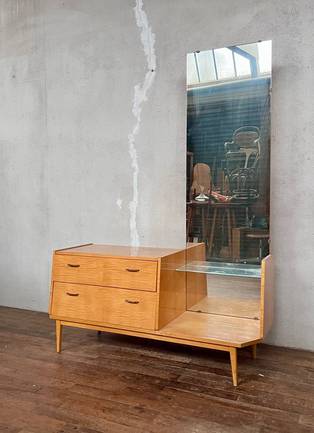 Vintage dressing table, in birch, dressing table / entrance furniture