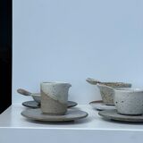 Modular Indonesian ceramic tableware service (6 elements + cups)