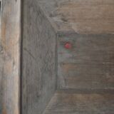 Trancheuse en bois massif marron début XXe siècle — longue auge rustique 1890-1919