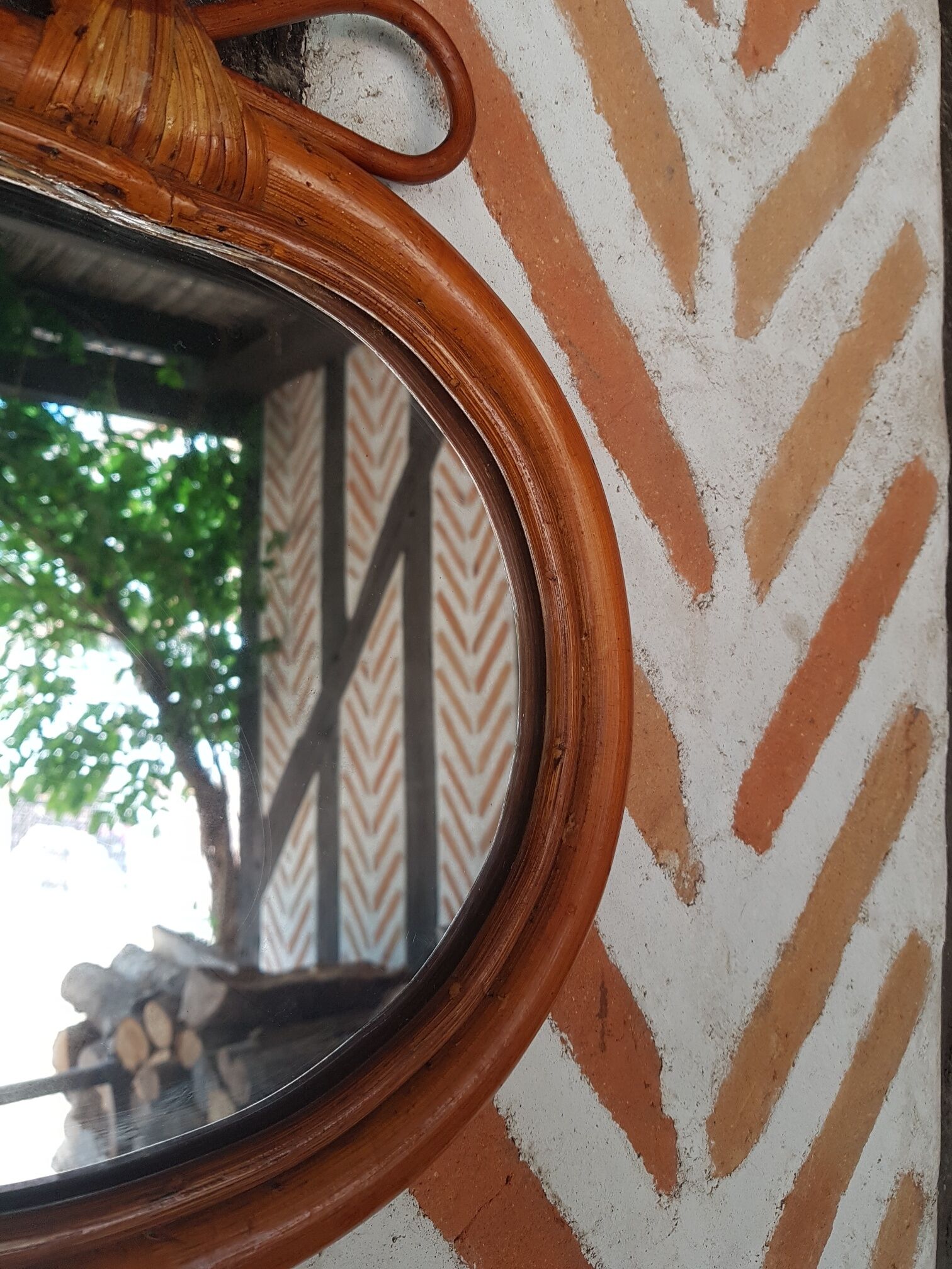 Apple rattan mirror 1970