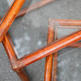 Rattan and glass side tables