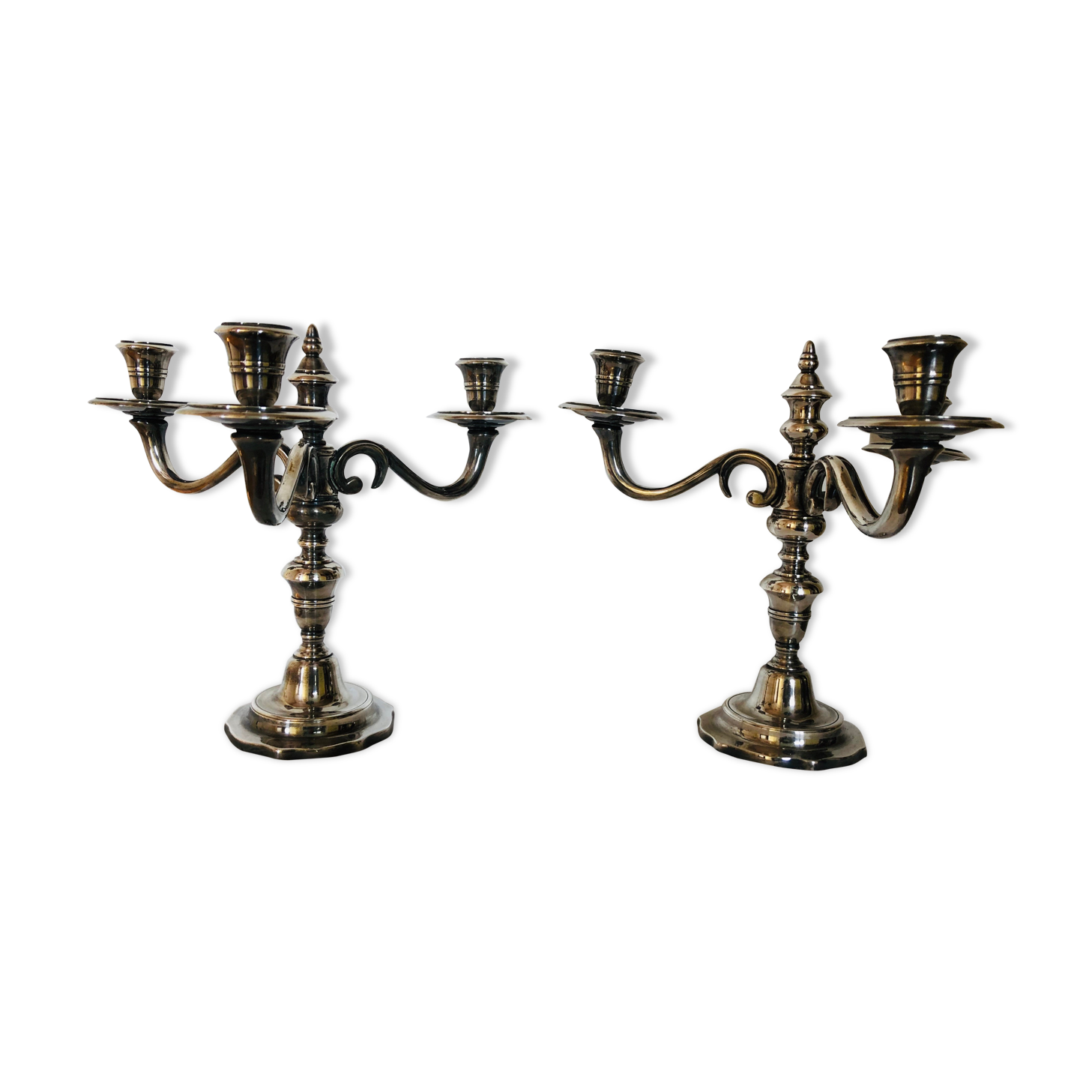 Pair of silver metal candlesticks