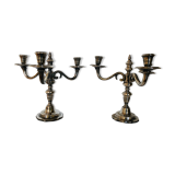 Paire de chandeliers en métal argenté
