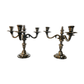 Paire de chandeliers en métal argenté