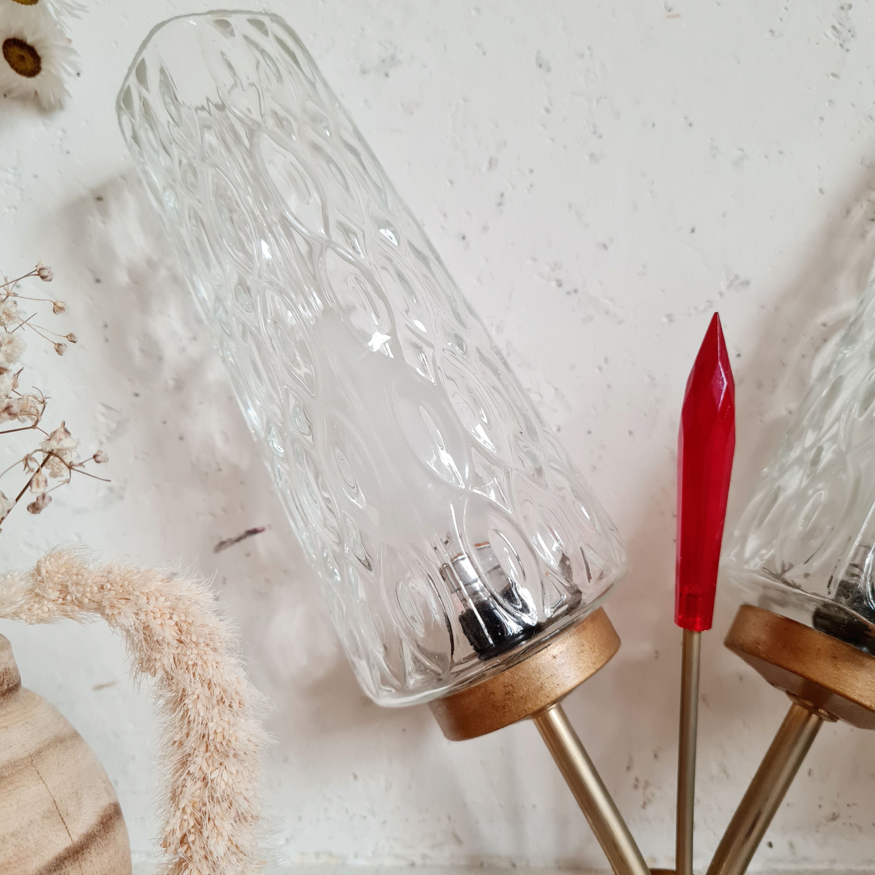 Glass and brass wall lamp 50s