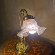 1900 desk or bedside lamp in bronze, 28x25, very beautiful patina, works.