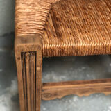 Ancienne chaise brutaliste paillée