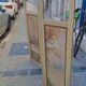 Paravent ou écran en bois peint et toile peinte