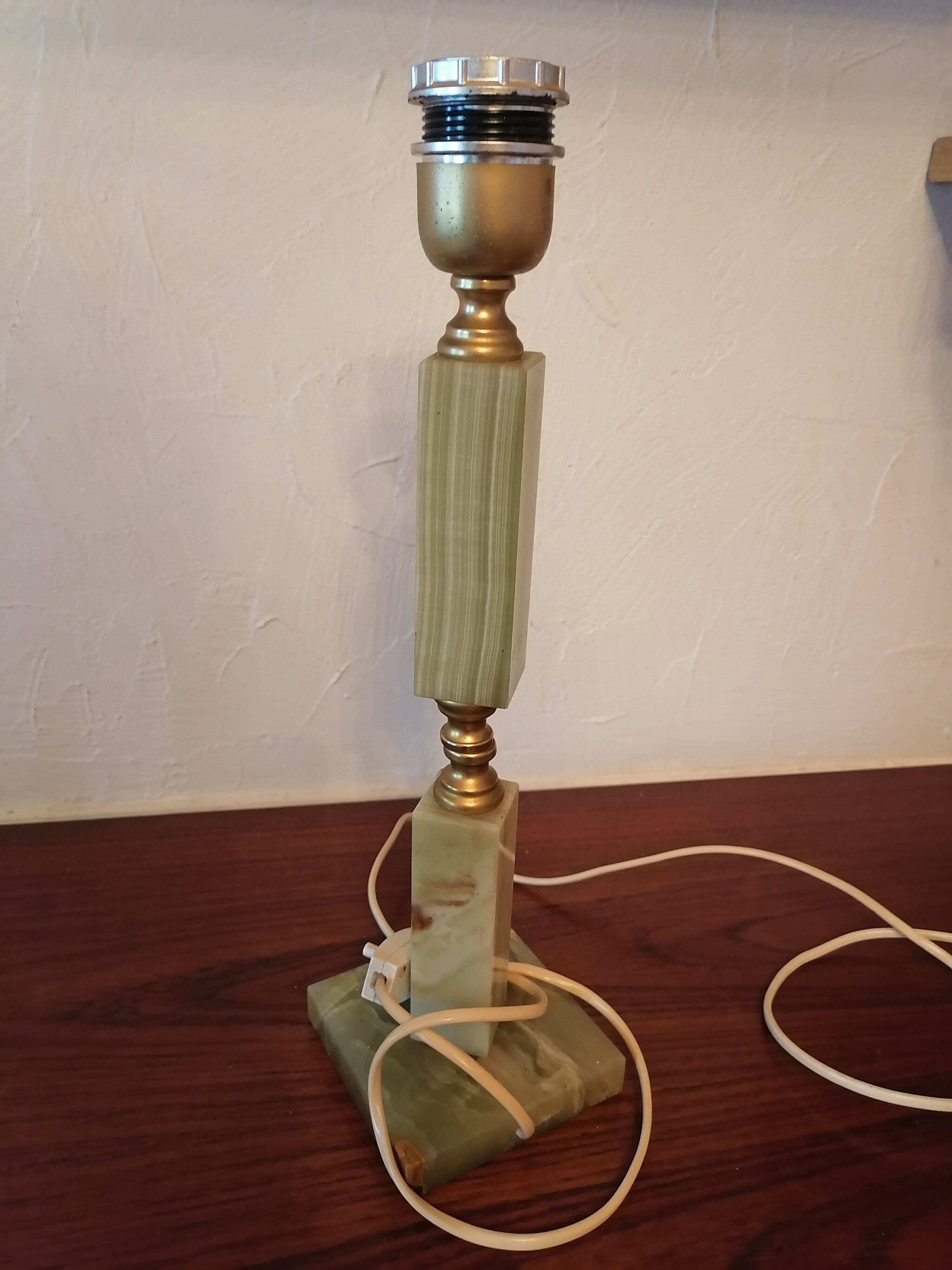 Foot lamp bedside desk onyx brass 1950 60