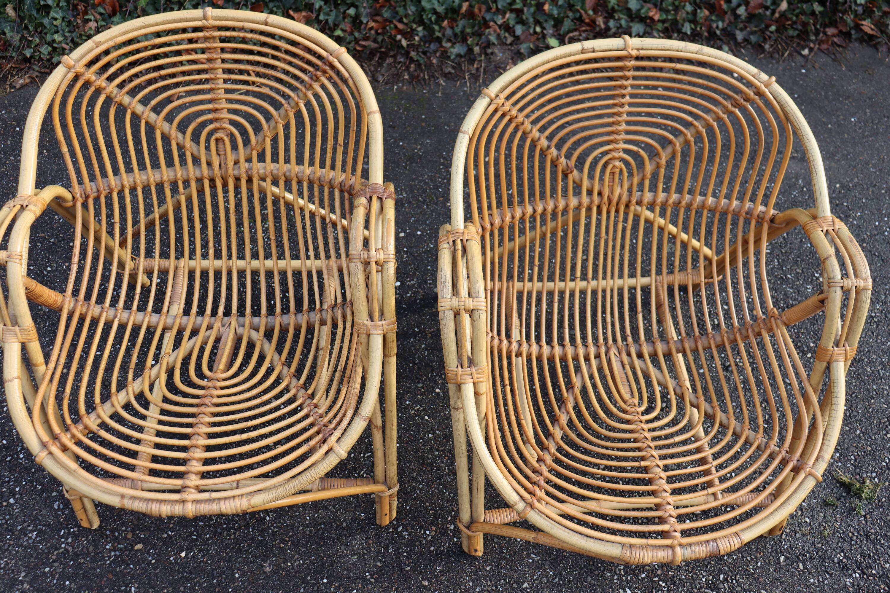 Pair of vintage rattan armchairs