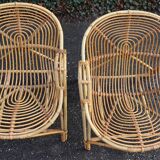 Pair of vintage rattan armchairs