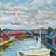 Vintage Mid Century Swedish Framed Oil  Painting - The Canal