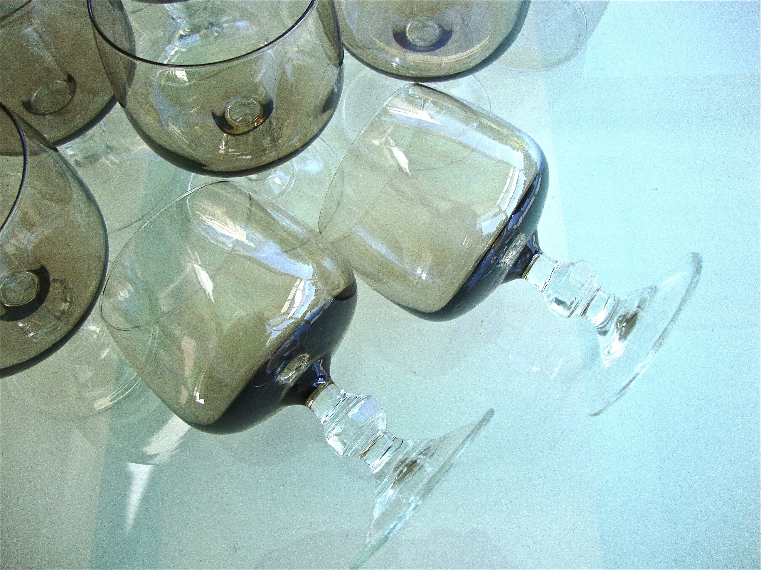 Series of 14 crystalline wine glasses